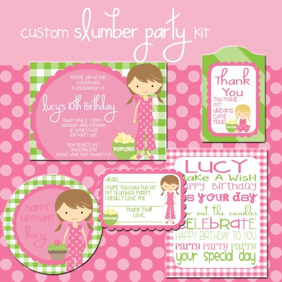 Custom SLUMBER PARTY Birthday Party Printable Kit Il_570xn