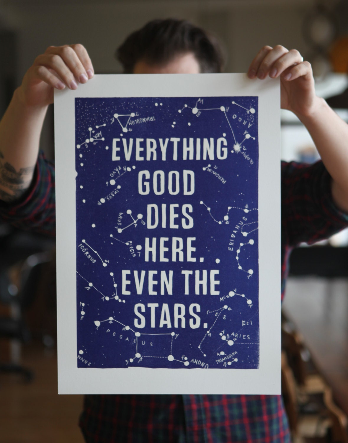Even the Stars: Glow in the Dark Letterpress Poster