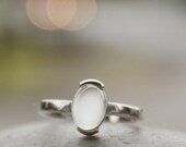 SALE 15 OFF White Moonstone Ring - Gemstone Ring - June Birthstone, Oval, Stelring Silver