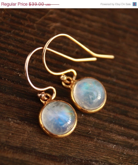 Memorial Day SALE Petite Rainbow Moonstone Earrings - 14KT gold fill