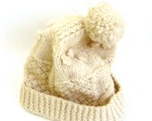 vintage wool chunky hat   ...     hand knit ireland