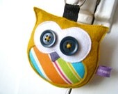 Owl Plush Felt Keychain - Large Golden Felt Owl