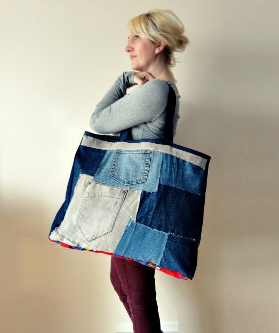 Ooak Large Denim Tote Bag No.2