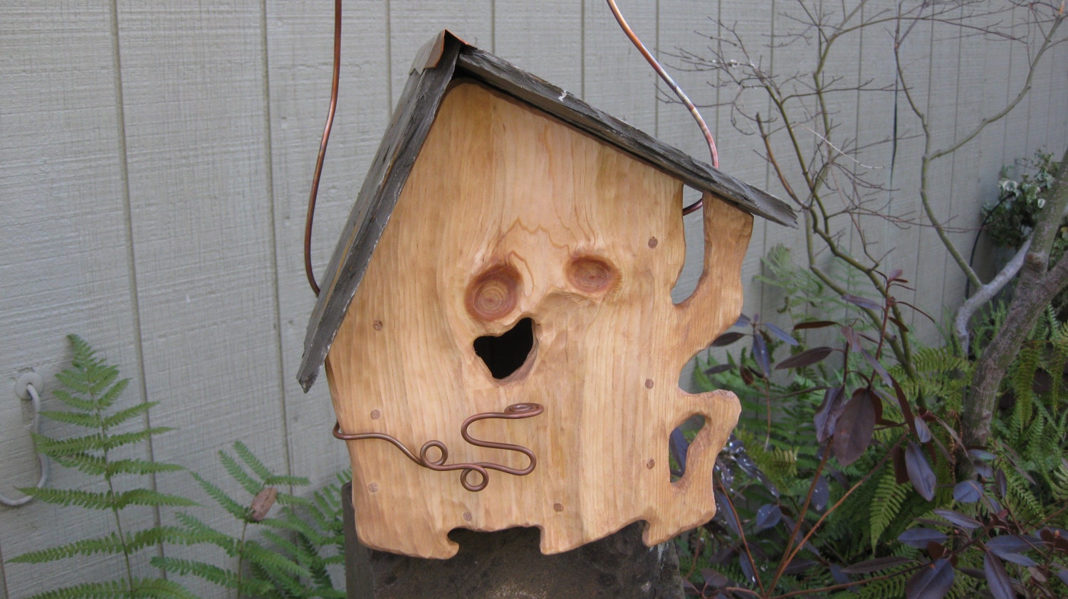Birdhouse Rustic Slate Roof Sculpted O.O.A.K