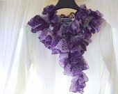 Scarfs Ruffled Scarf Purple Scarf Women's Scarf Girls Scarf  Netted Scarf Crochet Scarf long Scarfs Frilly Scarfs Purple scarf