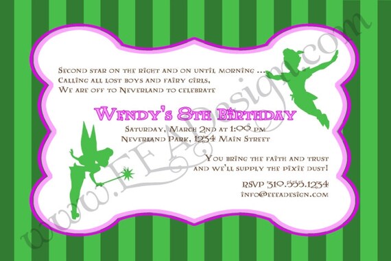 Pan & Tink Invitation (pink, green, brown) - DIY Printable Il_570xn