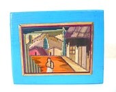 Vintage 1940s Popote Mexican POPOTILLO Straw Mosaic Art Box Jewelry Box