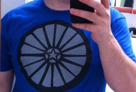 Unisex or Mens Tshirt, Silk Screened, Blue w/ Grey and Black ink