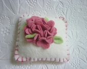Wool Felt Flower Pincushion Pink Hydrangea Mini Pillow