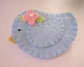 Felt Brooch Bird Beaded Flower Spring  Felted Wool