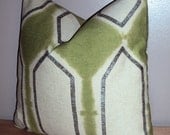 18x18 Modern Green Tan Geometric Decorative Pillow Cover - Same Fabric Both Sides