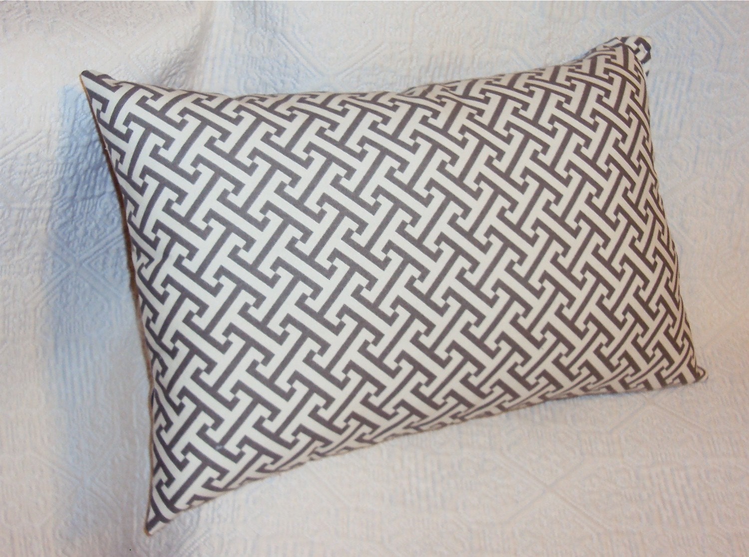 18x12 Charcoal Gray Lattice Decorative Lumbar Pillow Cover - Same Fabric Both Sides