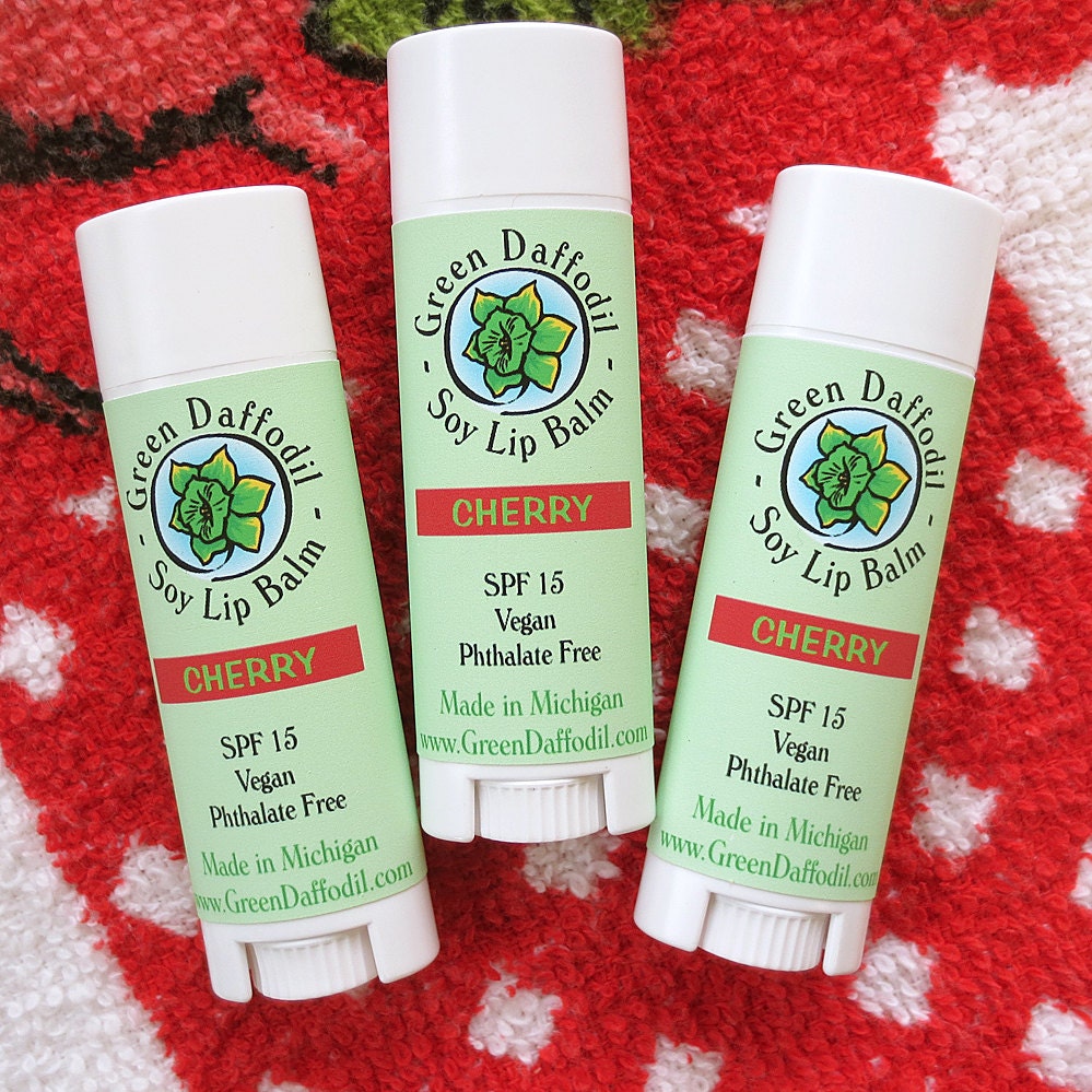 Cherry Soy Lip Balm Tube- Vegan - Green Daffodil