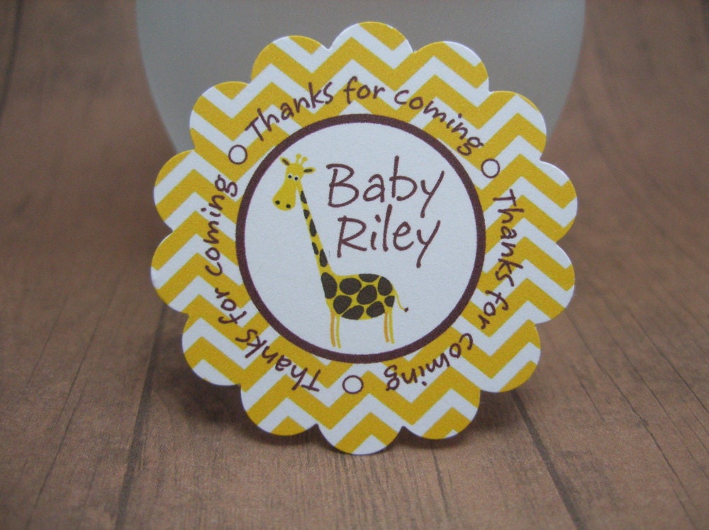 Yellow Chevron Giraffe tags - by Just Scraps N Things