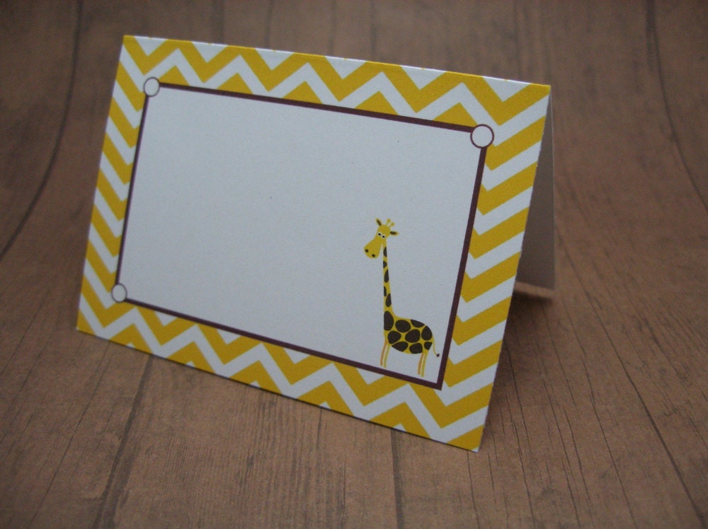 Yellow Chevron food tent cards - Place cards - Food signs - GIRAFFE