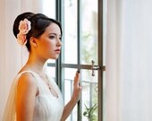 TWO Powder pink  rose hair clips
