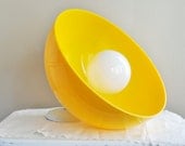 Vintage Modern Mod Yellow Plastic Dome Hanging / Pendant Light /  Fixture