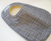 Large Bib in Black and White Crosshatch with Yellow Fleece Backing