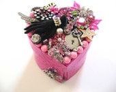 Vintage Jewelry Embellished Be Mine Pink Heart Jewelry Box