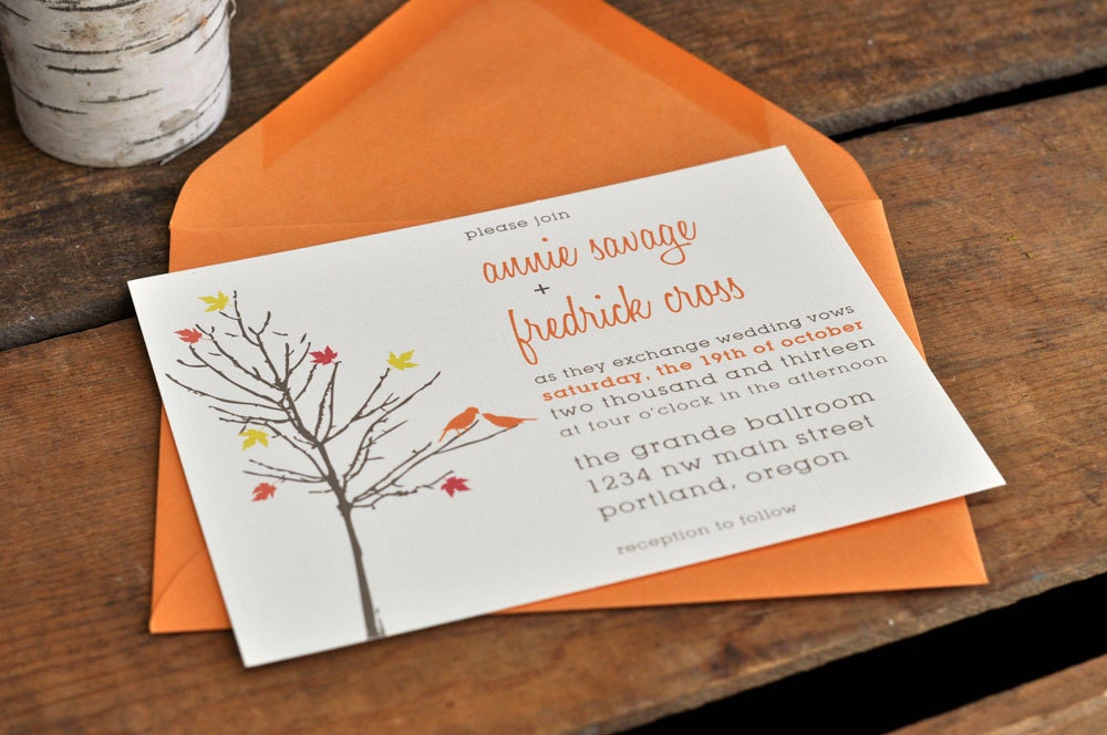 Autumn Birds Wedding Invitation
