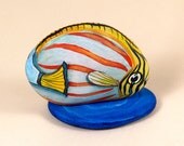 Tropical fish, hand painted rock