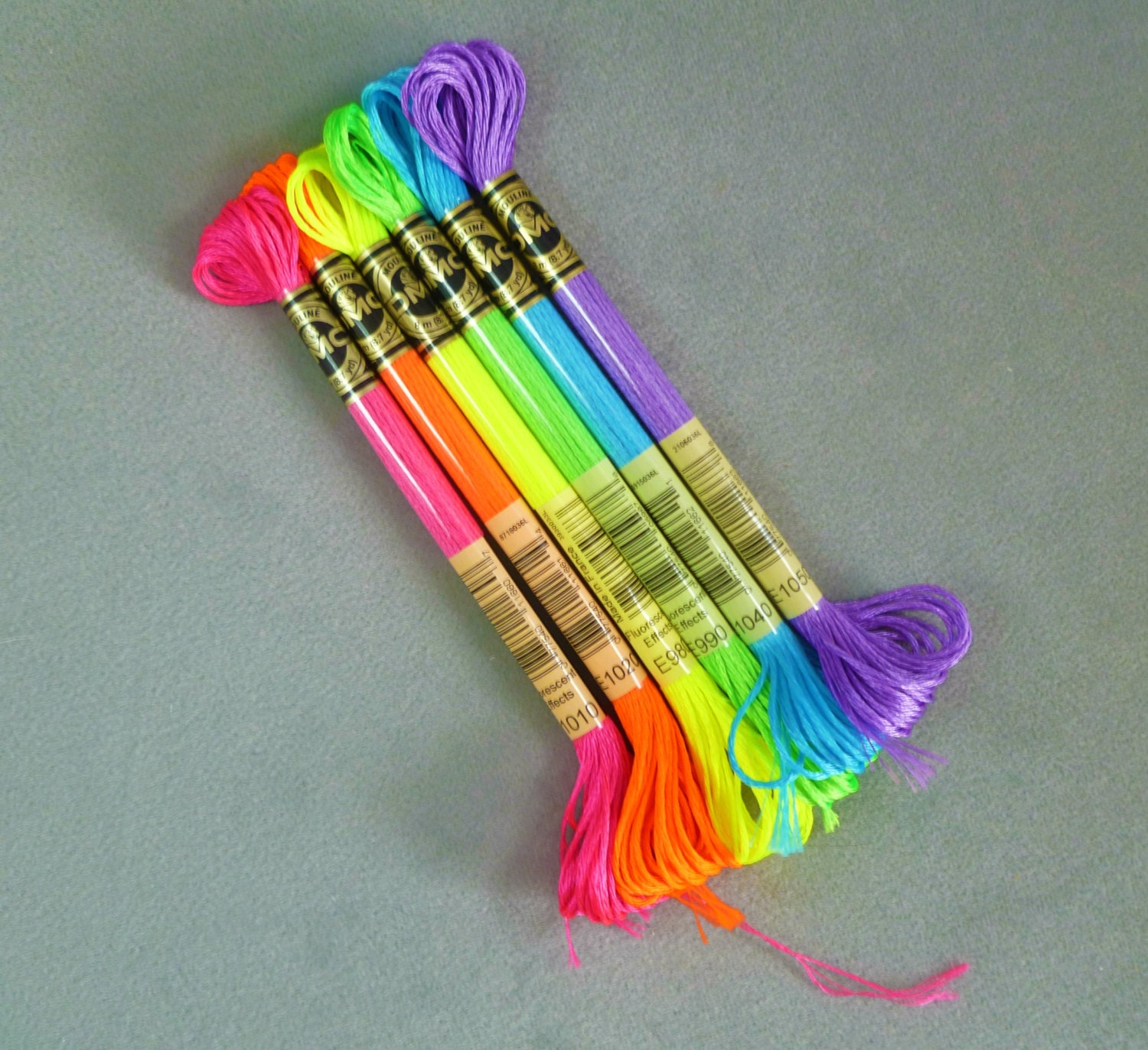 Neon Flourescent DMC Thread - Set of Six Skeins
