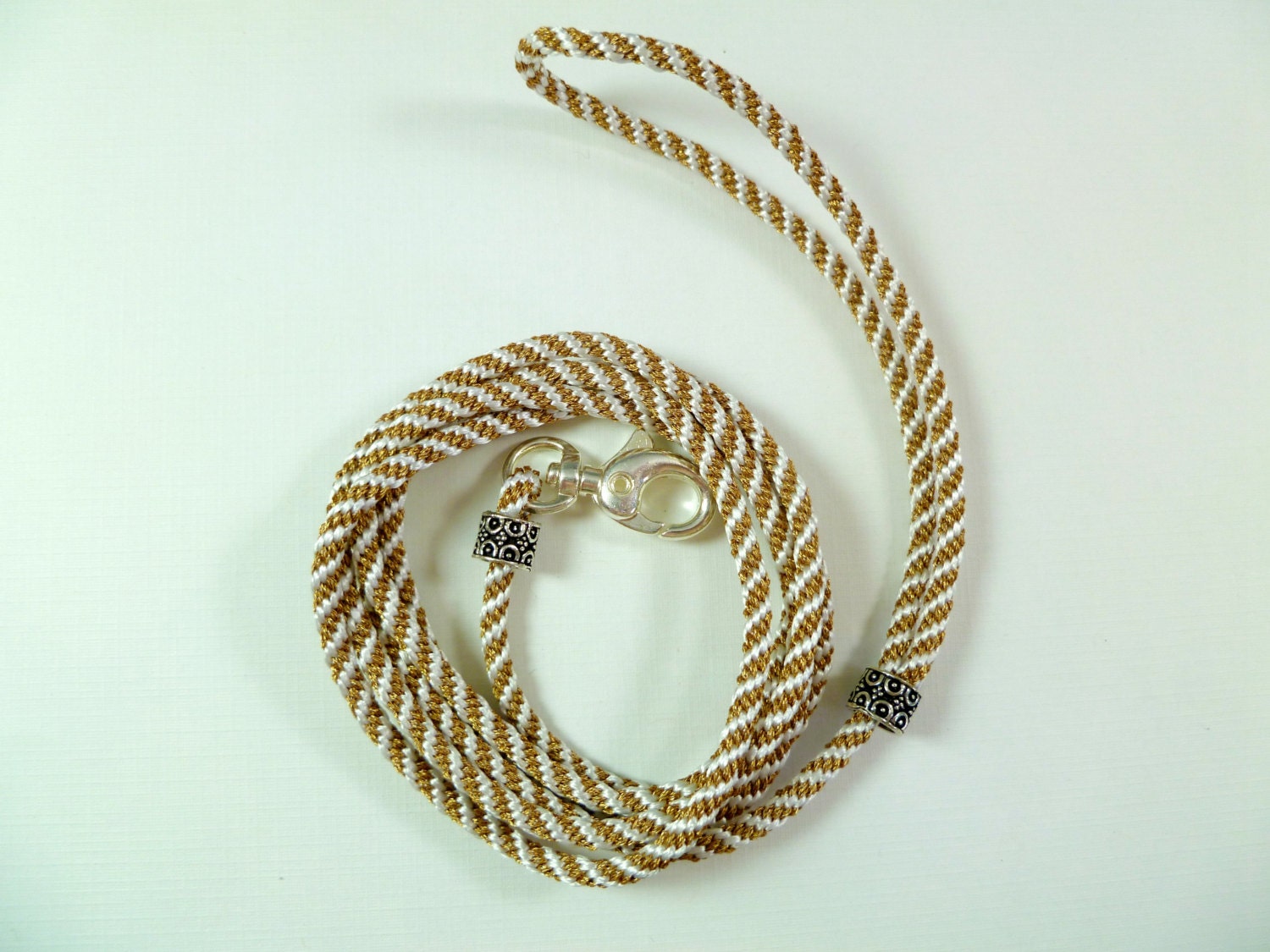 Tan and White Show Lead - Luxury Satin Snap Lead for Dog Shows