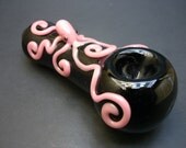 Pink Octopus on Jet Black Glass Pipe