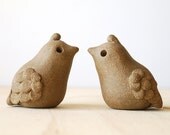 Vintage Lovebirds - Stoneware Quail Figurines