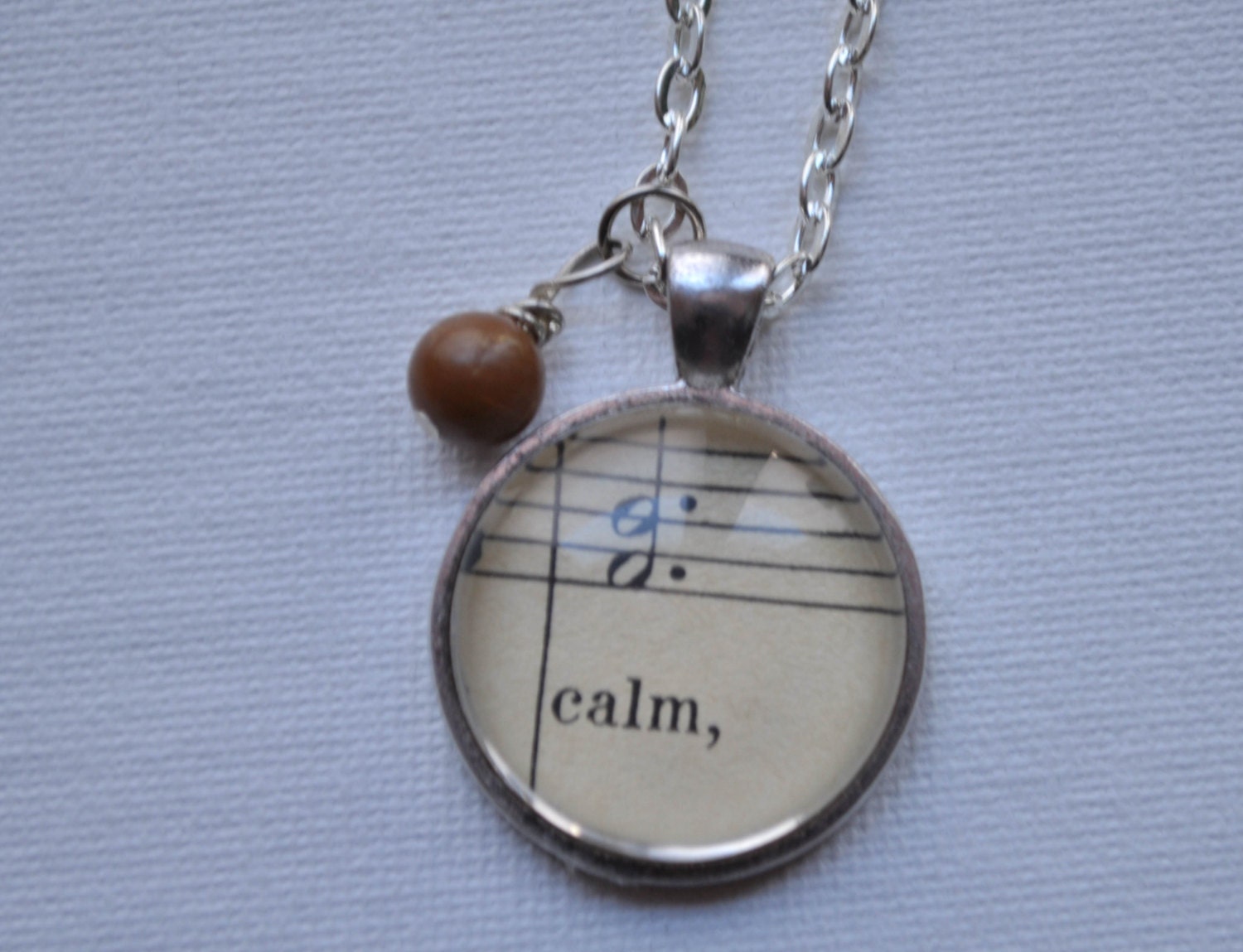Music Note Necklace from Vintage Sheet Music CALM