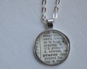 Vintage Dictionary Word Necklace Pendant PRAYER