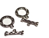 Antique Silver Pewter Alloy Toggles, 2 Sets, Lead Free, Nickle Free, 15 mm, Jewelry Supplies, Jewelry Findings