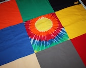 Baby Quilt- Tie dyed Quilt- Upcycled T-shirt quilt and playmat- Reversible Indoor and Outdoor Blanket- Gender Neutral Quilt- Floor Blanket
