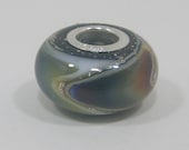 OOAK Silver Foil Handmade Lampwork European Charm Armadillo Bead - SRA - Fits Troll/Biagi etc