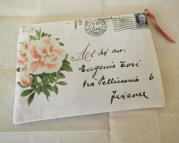 Hand printed purse-From Italy with Love purse white