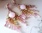 Pink Diamonds In The Sky - Rhinestone Sterling Silver Earrings