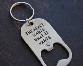 Personalized Message-  Bottle Opener Keychain for Men, Hand Stamped Bottle Opener Keychain, Custom Bottle Opener Key Chain