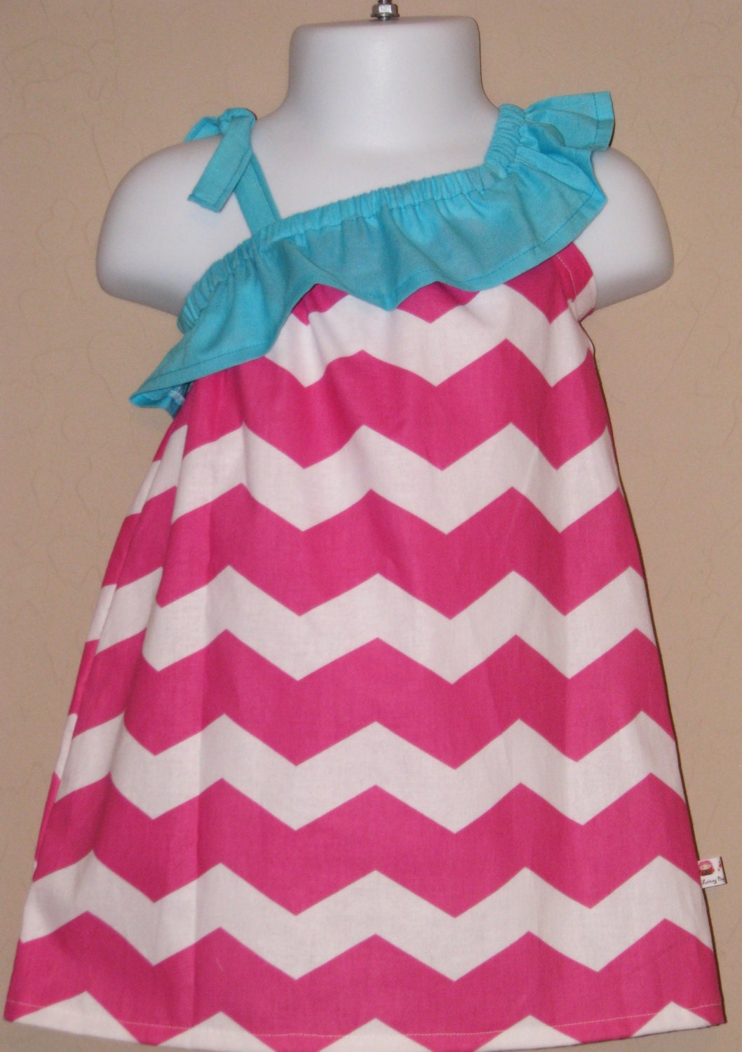 Spring Fling - Chevron Ruffled One Shoulder Dress - Baby Toddler Girl Designer Cotton Dress - Perfect for Spring Summer