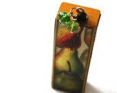 Geometric Jewelry / Pears and Bees Necklace : Wood Rectangle Two Sided Necklace - Nectar Necklace
