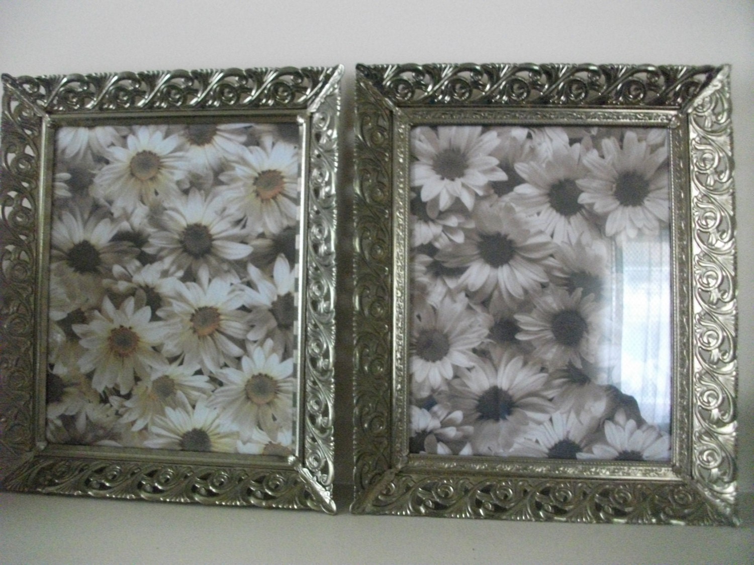 Set of 2 Vintage Metal Ornate Picture Frames