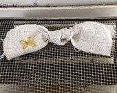Frayed Knots Linen Bow- oatmeal
