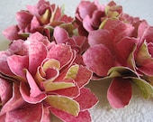 Pink & Spring Green Patterned Paper Flowers - Set of 5