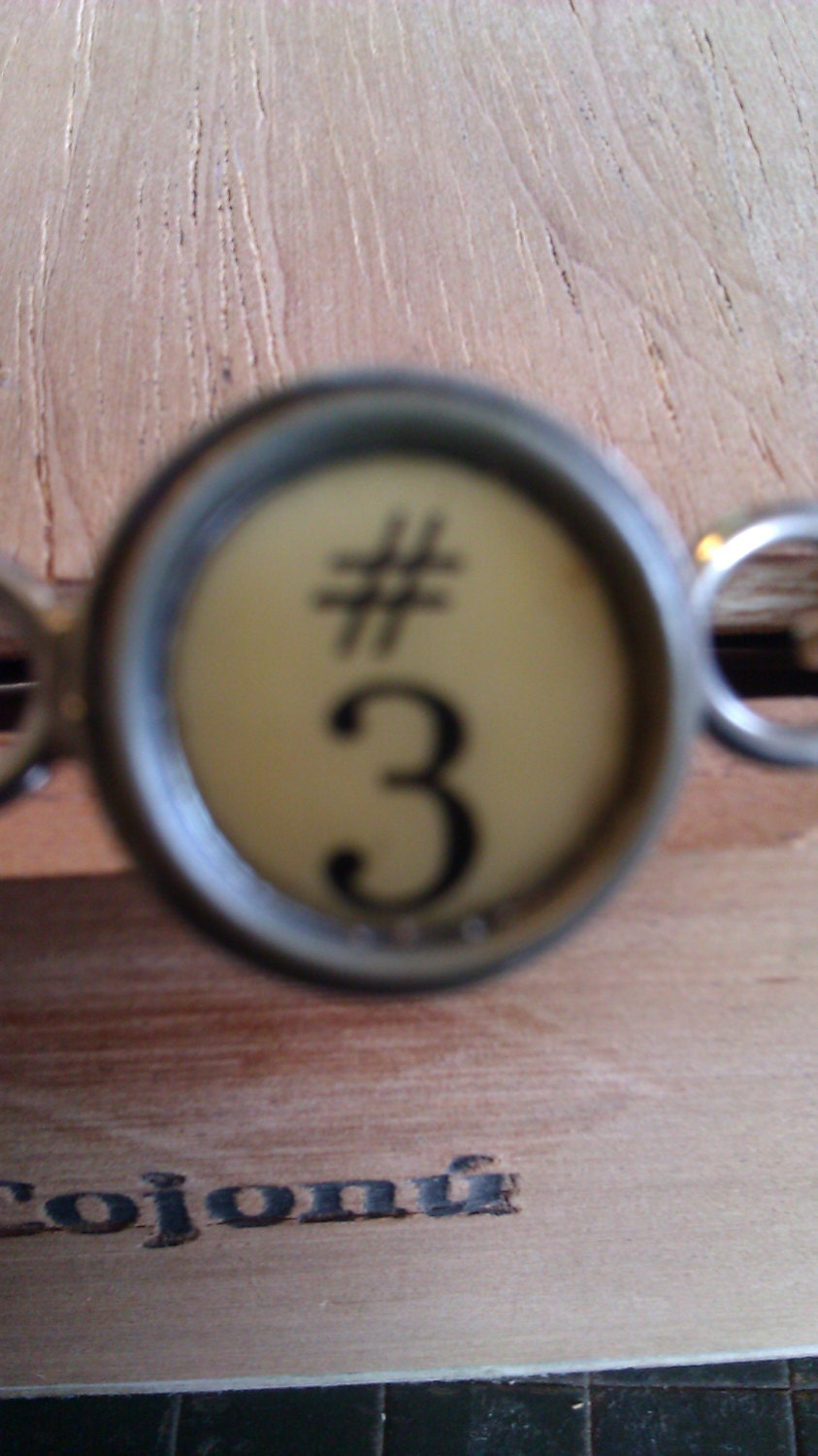 Number  3 typewriter key bracelet. Black on white