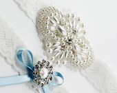 Grace Pearl and Lace Garter Set, Ivory, style 10005
