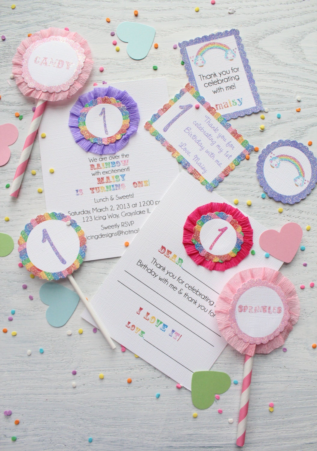 Rainbow Monogram Paper Party Collection