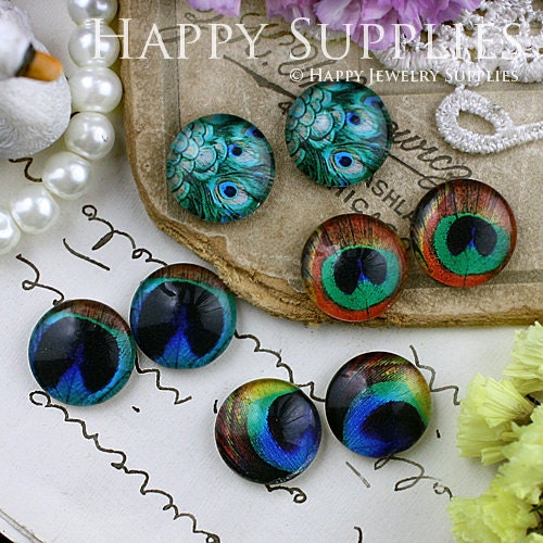 8pcs 12mm (MGC120) Handmade Photo Glass Cabochon