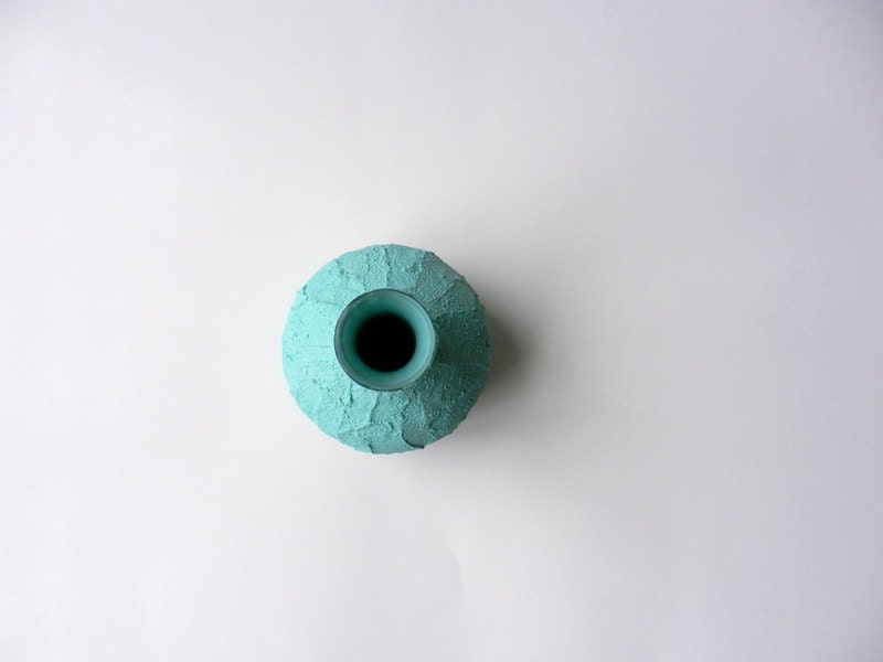Aqua Blue Vase / light blue Home Decor / Concrete and Glass Vases