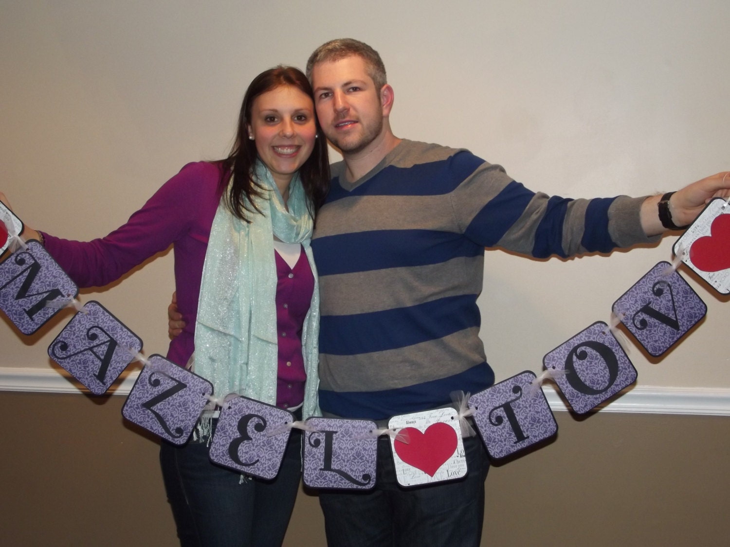 Mazel Tov Banner Engagement Congratulations Save the Date Wedding Custom Made Banner to Match Your Event or Party