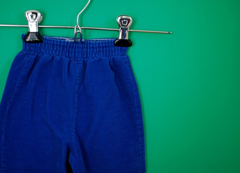 Vintage 1980s Royal Blue Corduroy Pants- Size 18 Months