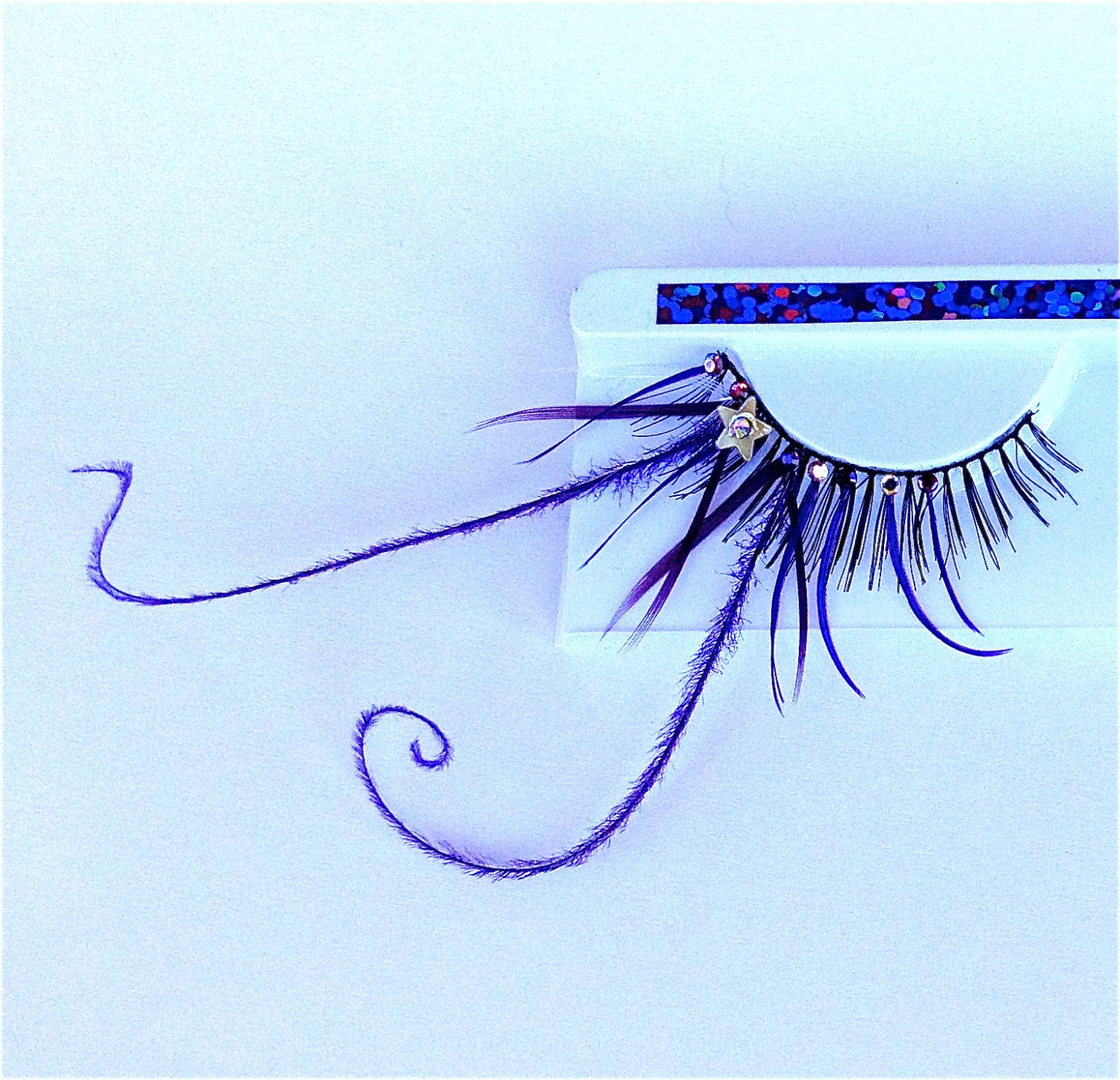 Purple Glam Slam Silver Star Feather Lashes